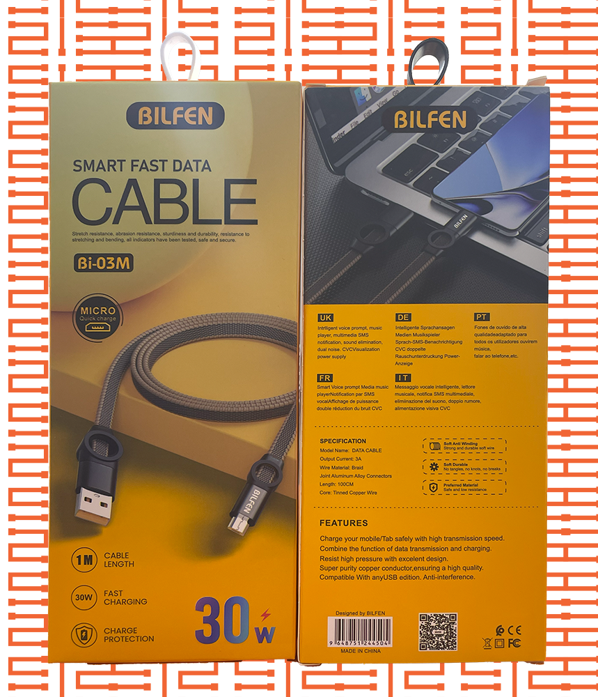 bilfen bi-03m micro usb cable 30w