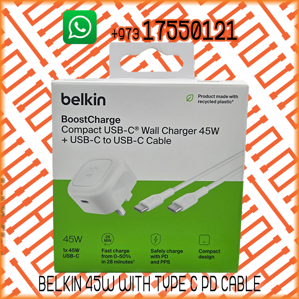 BELKIN 45W COMPACT USB-C PD WALL CHARGER WITH CABLE