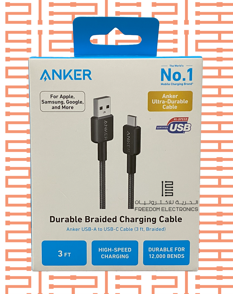 ANKER TYPE-C TO USB-A DURABLE BRAIDED CHARGING CABLE [3FT]