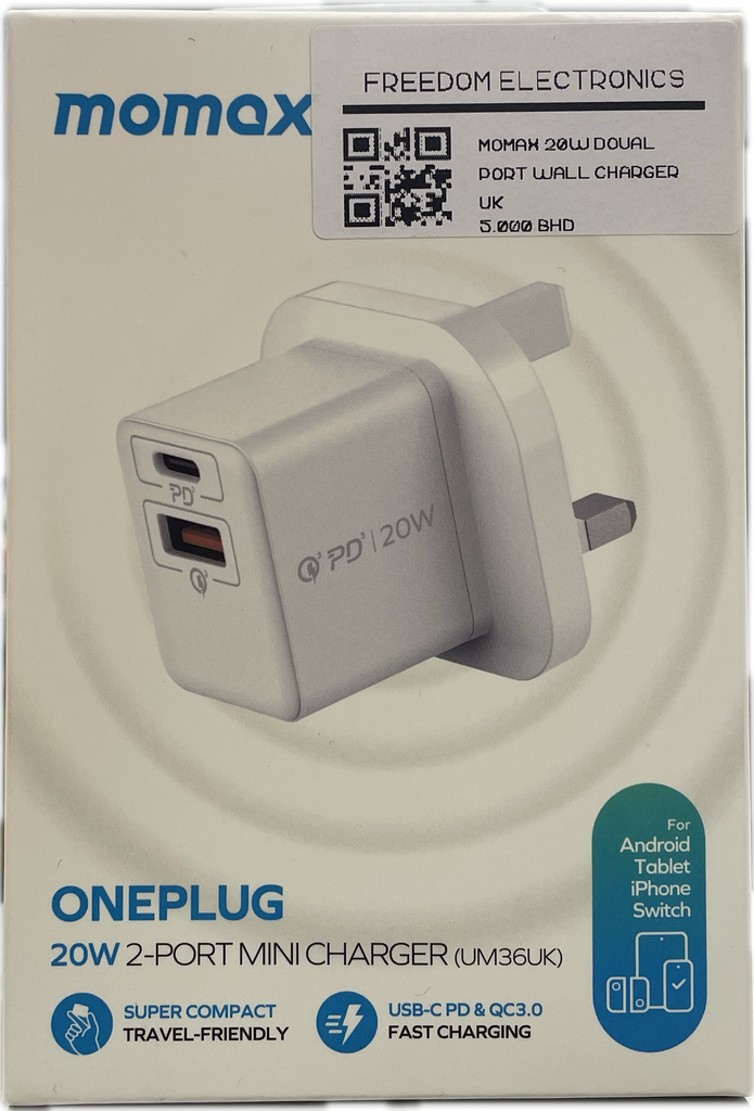 MOMAX 20W DOUAL PORT WALL CHARGER UK