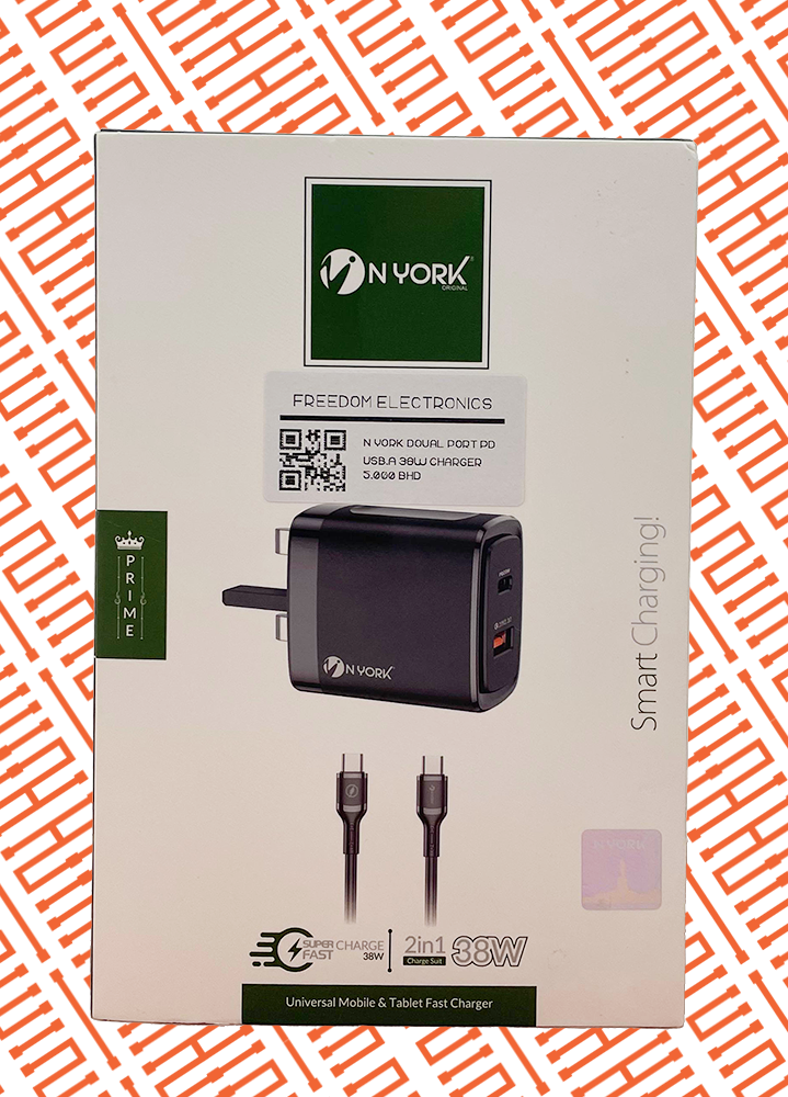 N YORK DOUAL PORT PD USB-A 38W CHARGER
