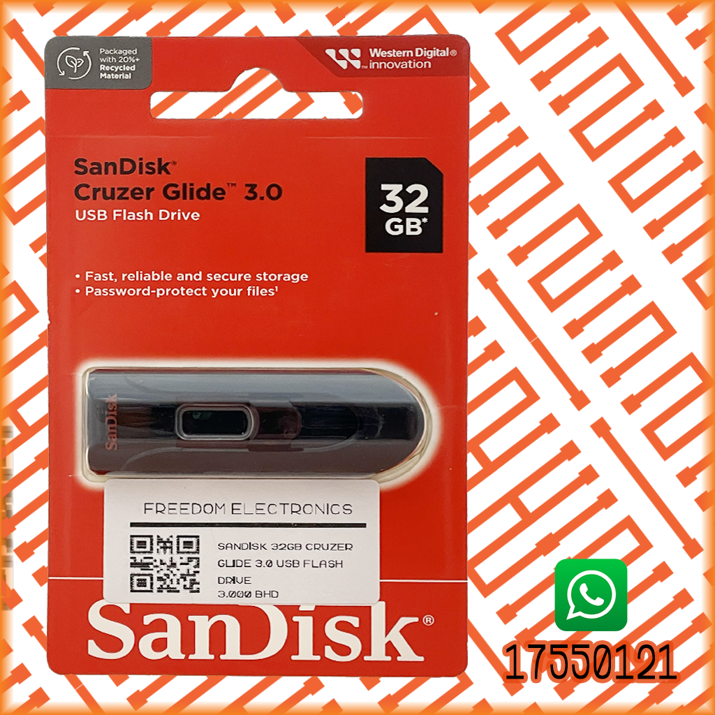 SANDISK 32GB CRUZER GLIDE 3.0 USB FLASH DRIVE