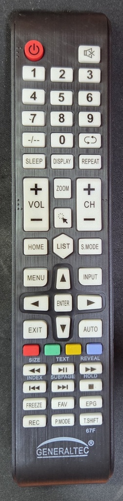 GENERALTEC 67F UNIVERSAL TV REMOTE